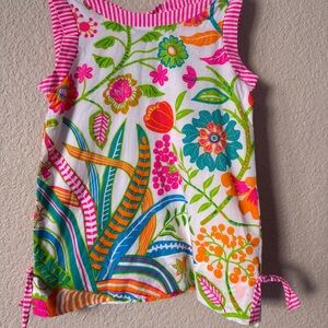 Gretchen Scott Designs Pink and Green Floral Kids Tank Top